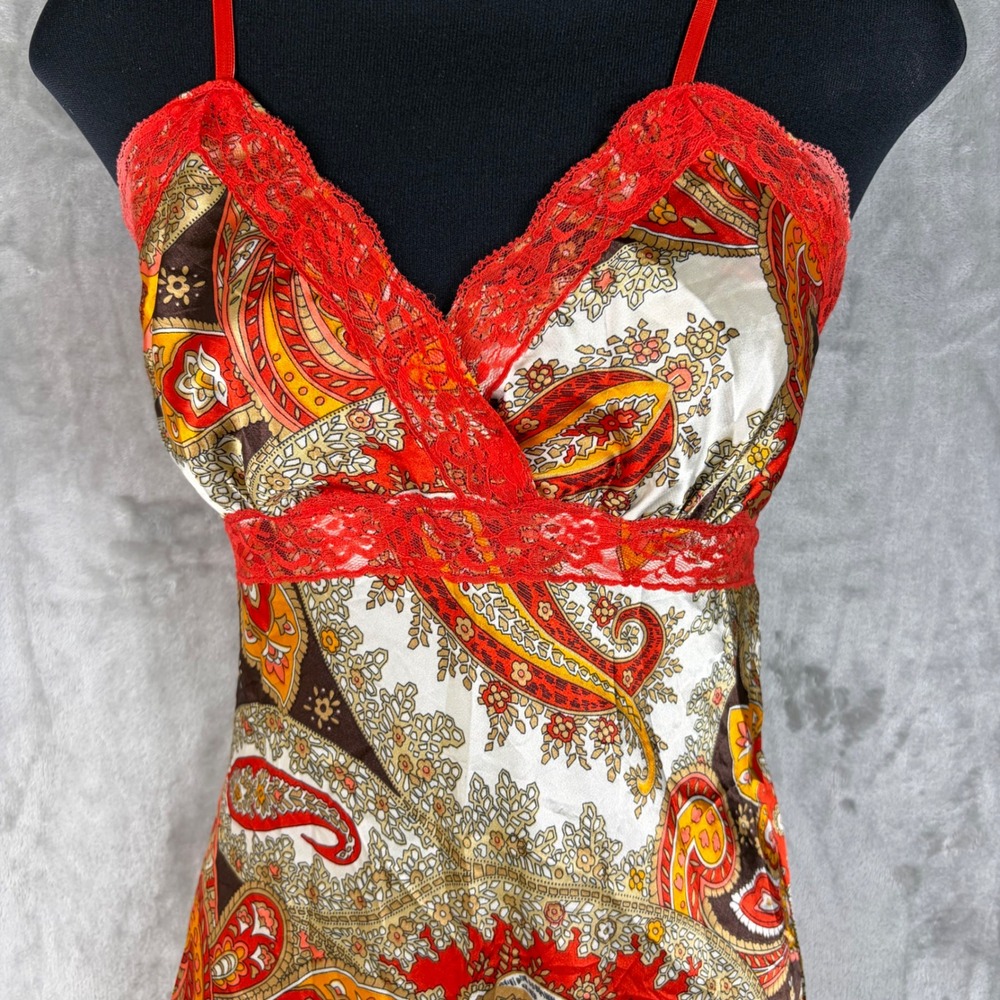 Y2K Babydoll Satin Lace Slip Dress XS Chemise Indie Boho Festival Made Italy - Picture 2 of 12
